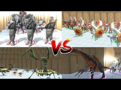MUTANT PRIMATES VS ANCIENT HUMANS VS GIANT INSECTS VS HERBIVORE DINOSAURS | Animal Revolt Battle