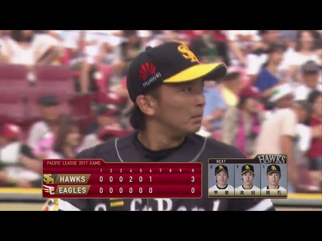 【6回裏】ホークス・東浜 ピンチの場面をダブルプレーで切り抜ける!! 2017/7/27 E-H