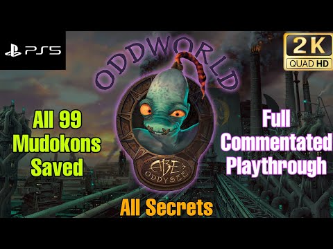 Oddworld: Abe's Oddysee (PS5/PSX) All 99 Mudokons Saved, All Secrets, Full Commentary (2K/60fps)