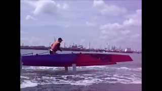 Whisper18 18 foot foiling sailing catamaran on southampton water