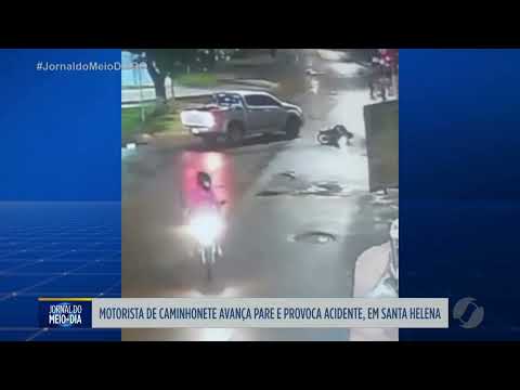 Acidente entre caminhonete e motociclista em Santa Helena de Goiás