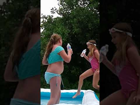 1 second water challenge! Pool fun! 