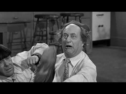 THREE STOOGES Classic Scenes - Stuck in three way HANDCUFFS