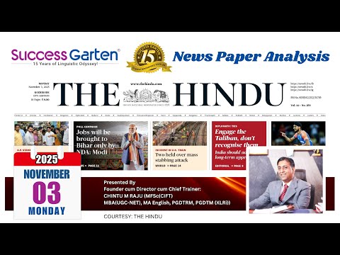 Newspaper Analysis - The Hindu Daily, Chintu M Raju!