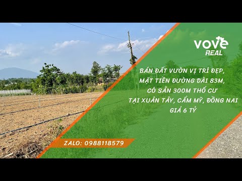 Bán đất vườn có 83m mặt tiền và 300m2 thổ cư, khu dân cư đông đúc tại Xuân Tây