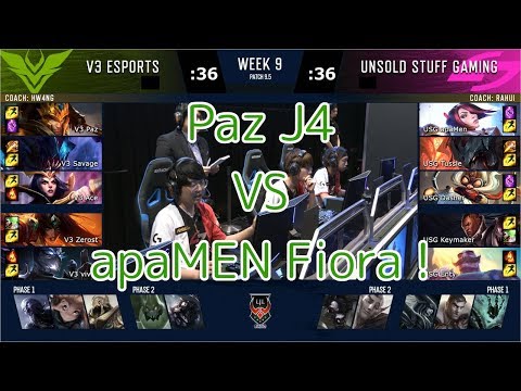 V3(Paz ジャーヴァンIV) VS Unsold Stuff Gaming(apaMEN フィオラ) - LJL 2019 Spring Week 9 Game 2
