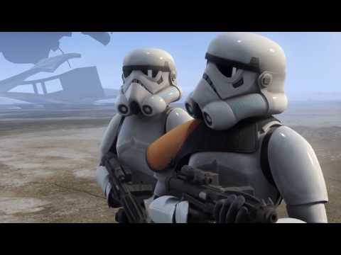 B-1 battle droids meet Stormtroopers