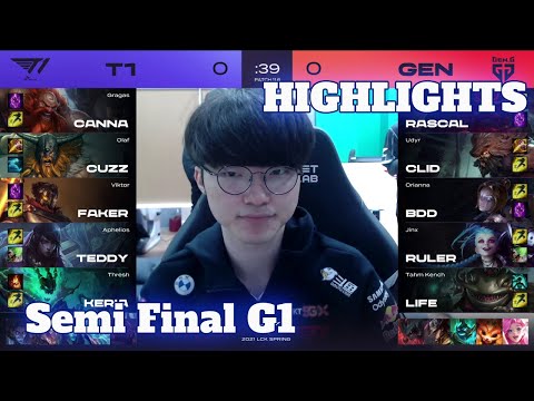 T1 vs GEN - Game 1 Highlights | Semi Finals 2021 LCK Spring | T1 vs Gen.G G1