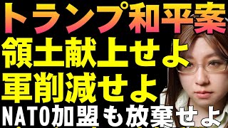 【ウクライナ情勢】トランプ大統領のウクライナ和平案を解説。ウクライナ軍の削減。ロシアに領土の献上。NATOへの加盟目指すことを放棄。ロシアにとって都合の良い内容