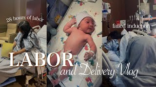 LABOR AND DELIVERY VLOG 2023 || *RAW & REAL BIRTH VLOG* failed induction + 28 hr labor experience