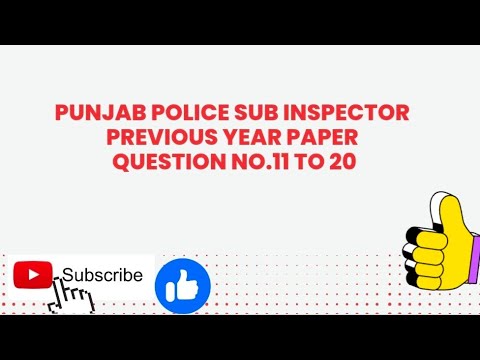 sub inspector punjab police previours year paper 2021question no 11 to 20 solutions