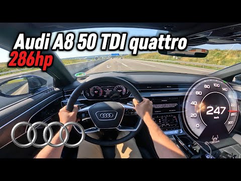 2025 Audi A8 50 TDI quattro tiptronic (286 hp) | POV Autobahn Test Drive in Germany