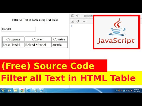 Filter All Text In Html Table Javascript Source Code