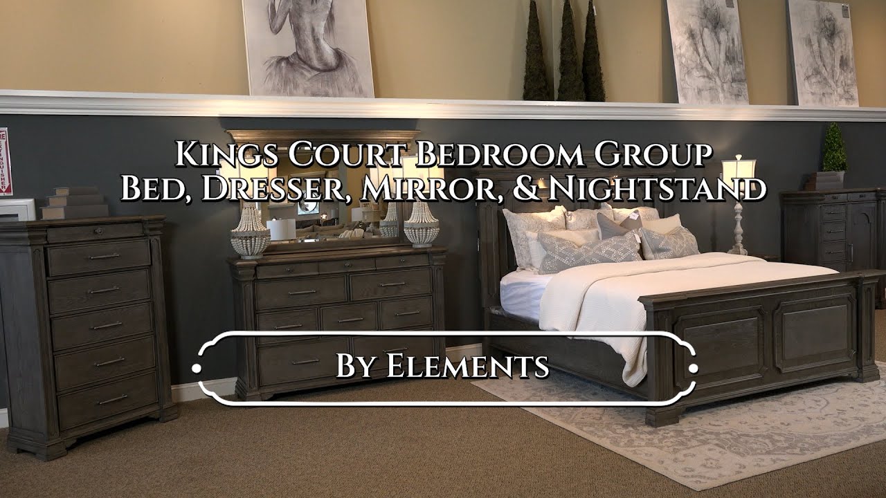 Elements Kings Court Queen Bed, Dresser, Mirror & Nightstand 2084811