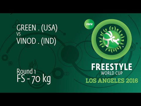 Round 1 FS - 70 kg: J. GREEN (USA) vs K. VINOD (IND)