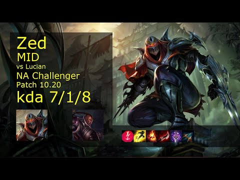Zed vs Lucian Mid - NA Challenger 7/1/8 Patch 10.20 Gameplay