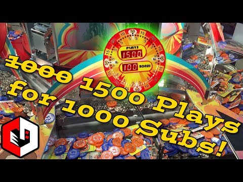 1500 PLAYS ARCADE CHALLENGE! Big JACKPOT Wins at The Wizard of Oz Coin Pusher!