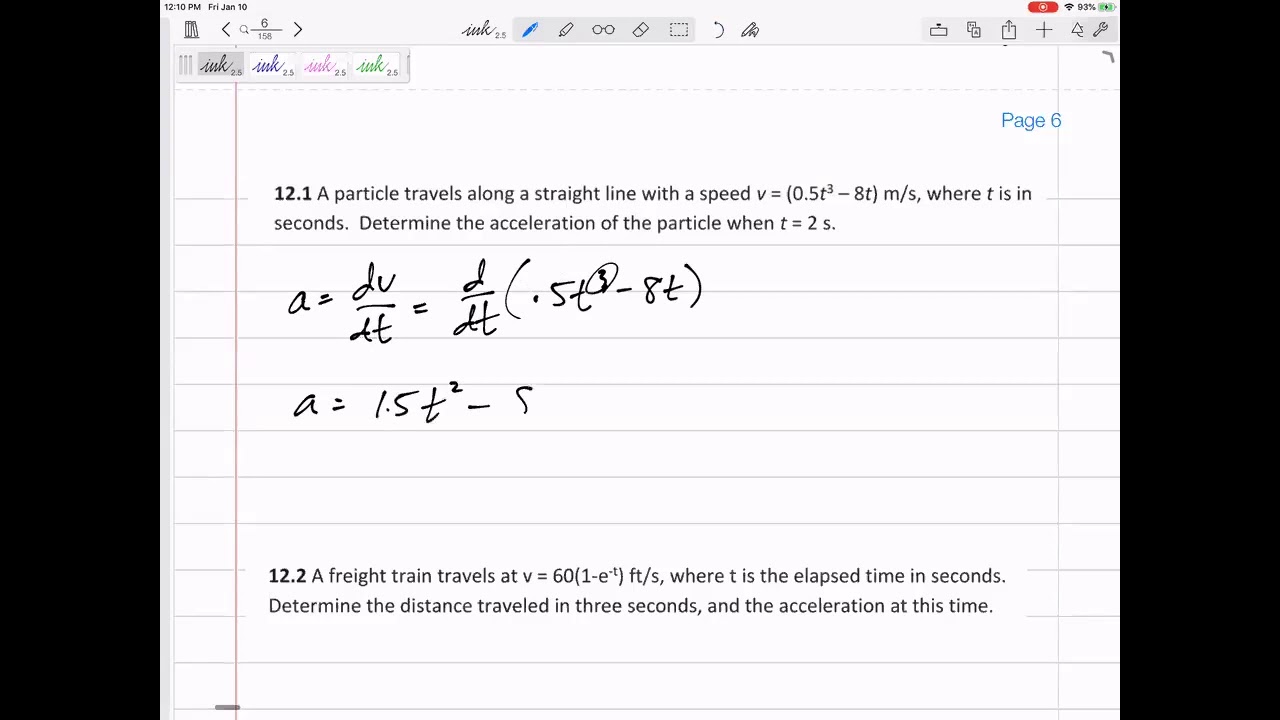 Dynamics - Particle kinematics example 1