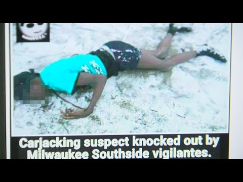 Viral photo shows alleged car thief beaten, stripped