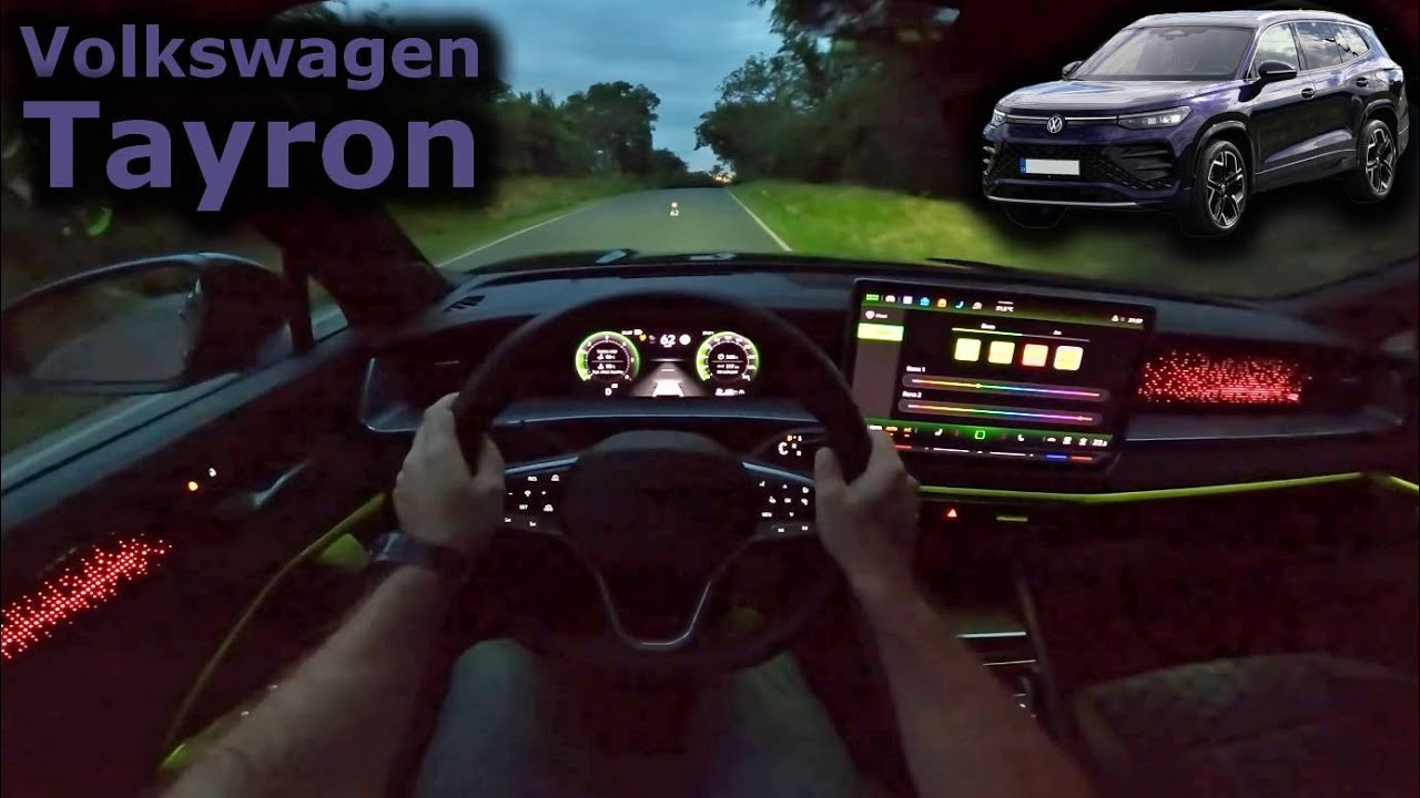2025 Volkswagen Tayron | evening POV driving with ambient lighting