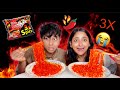 Trying 3X Spicy Korean Buldak Noodles Challenge