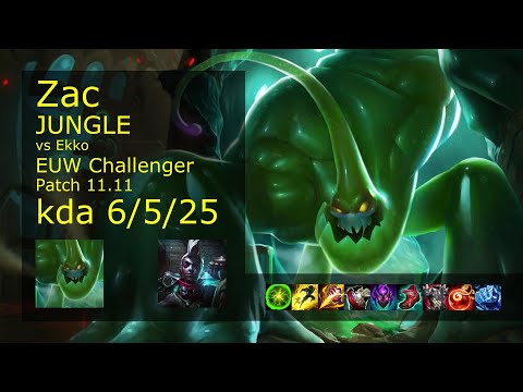 Zac vs Ekko Jungle - EUW Challenger 6/5/25 Patch 11.11 Gameplay