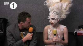Lady Gaga talks to Scott after BRITs 2010