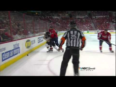John Erskine hit on David Krejci. Boston Bruins vs Washington Capitals 4/19/12 NHL Hockey