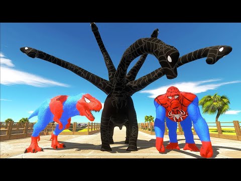 BLACK SPIDER-MAN BRACHIOSAURUS DEATH RUN - Animal Revolt Battle Simulator