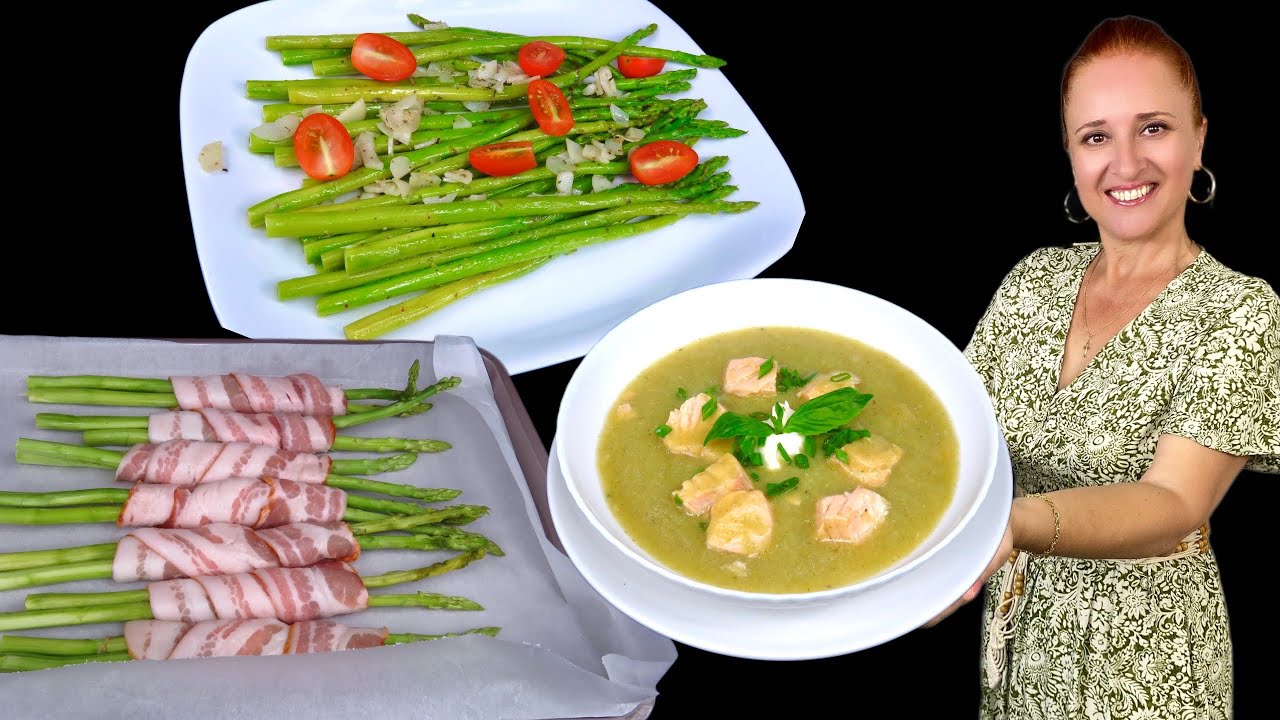 🥬 3 РЕЦЕПТА как вкусно приготовить спаржу Люда Изи Кук обед ужин быстро вкусно полезно из спаржи