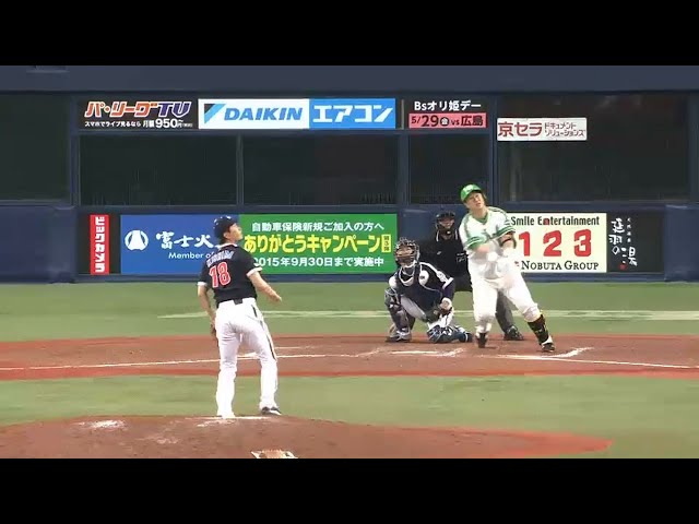 【9回表】意地の一打で1点差!! ホークス・李大浩 フェンス直撃のタイムリー2ベース 2015/5/3 Bs-H