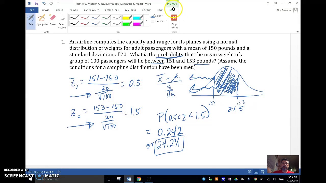 Stats Midterm 3 Review Problems - Part 1