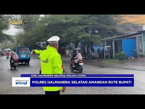 SAT LANTAS POLRES HALMAHERA SELATAN PENGAMANAN JALUR PENJEMPUTAN BUPATI
