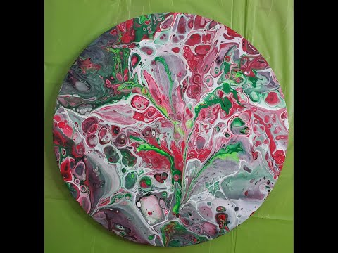 (409) 🎄 CHRISTMAS COLORS 🎄 ON A 12" WOOD CLOCK BASE Acrylic Dirty Pour with Sandra Lett 121519