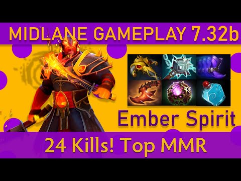 🔥24 Kills! New Patch Ember Spirit Mid Gameplay - Top MMR Dota 2