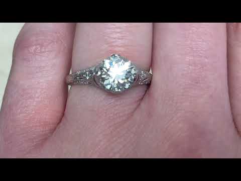 1.45ct Center Old European Cut Diamond and Platinum Filigree Ring - Seville Ring - Hand Video