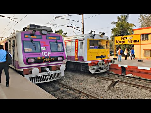 Multiple EMU locals + Sleeper Vande Bharat Action spotted at Rishra station #indianrailways #railway