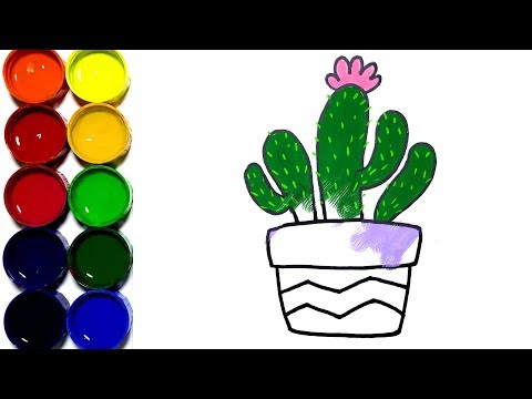 Draw and Paint Cute Cactus Easy for children - Lesson 176