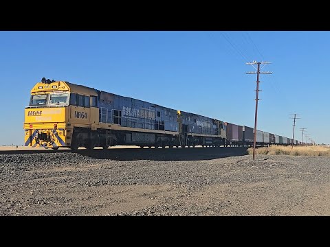 6MP4 PN down "Linfox Express #2" (NR64 NR5, 70P), Melbourne to Perth, 1850, 6/2/26, Dooen VIC 