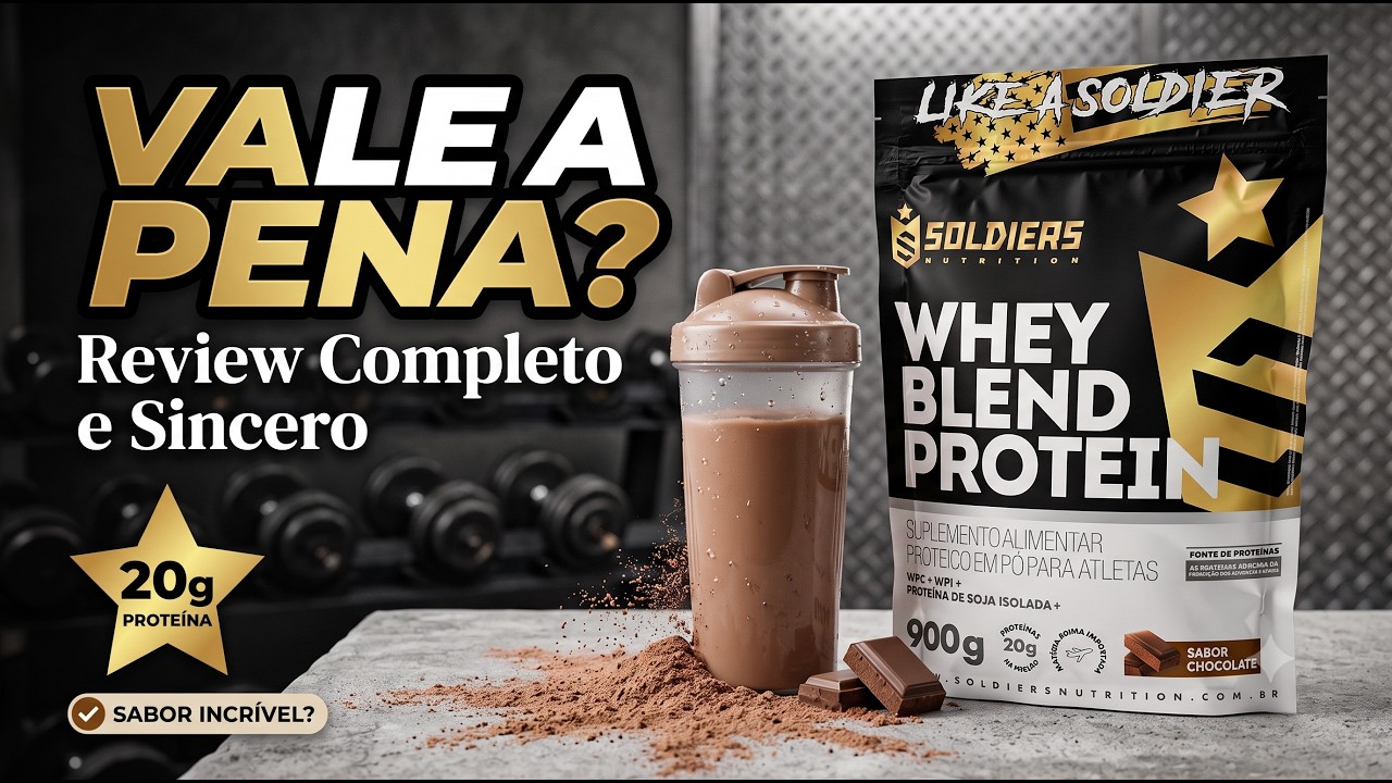 Miniatura da avaliação em vídeo de Whey Blend Soldiers Nutrition Concentrado e Isolado 900g Cookies