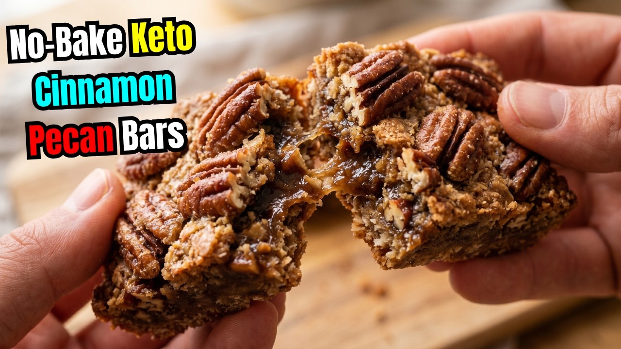 No-Bake Keto Cinnamon Pecan Bars | High Protein Collagen Snack (Easy Recipe!)