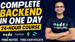 🚀🔥 Complete Backend Development in One Day (2025) | Hindi | Notes | GitHub | Free Certification