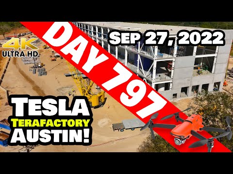 CATHODE BLDG CRANKING AT GIGA TEXAS! - Tesla Gigafactory Austin 4K  Day 797 - 9/27/22 - Tesla Texas