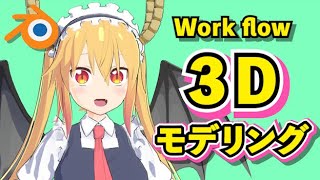 【Blender 2.93】メイドラゴン トール 3Dモデリング【Timelapse】