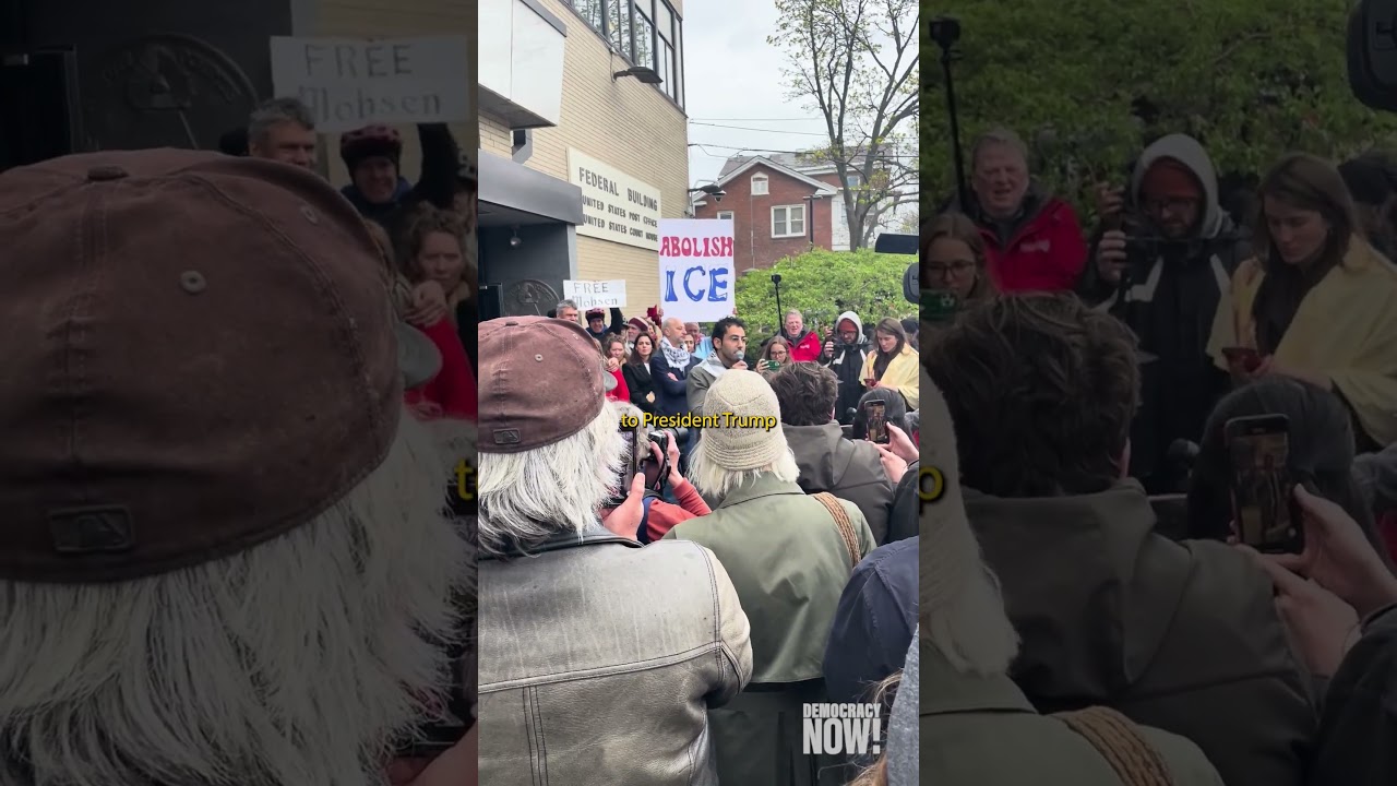 Palestinian activist and Columbia University student Mohsen Mahdawi walks out of ICE detention
