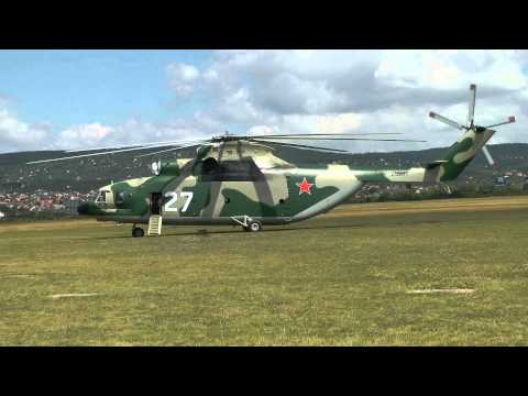 Mil Mi-26 startup and takeoff at Budaörs airfield (with ATC, in temporary paint scheme)