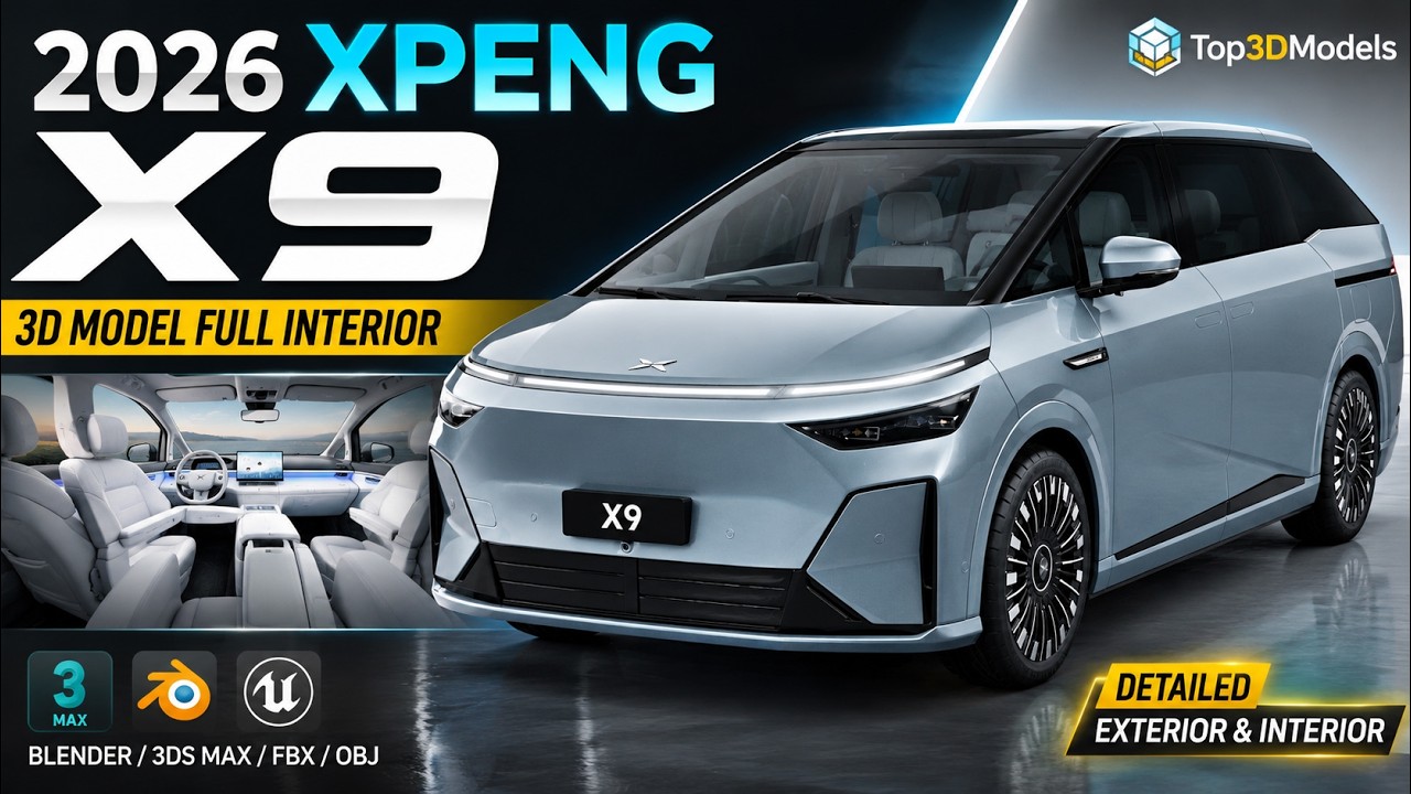 2026 Xpeng X9 with Interior 3D Model