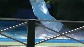 preview picture of video 'Waingaro Hot Springs Big Splash hydroslide - curly curvy bendy slide with mat'
