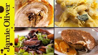 Jamie&#39;s Italian Christmas | Cracker Ravioli, Balsamic Potatoes, Porchetta and Tiramisu | Channel 4