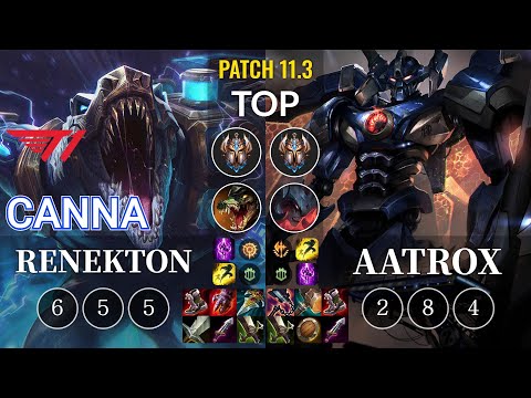 T1 Canna Renekton vs Aatrox Top - KR Patch 11.3